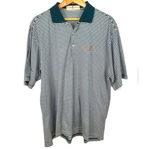 Fairway and Greene Striped Men's Polo Shirt. Hunter Green And White. LG